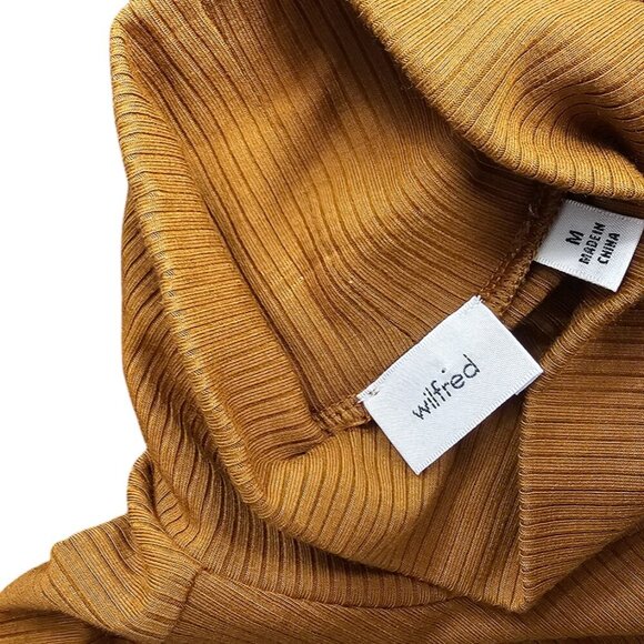 Aritzia Wilfred Only Hip, Long Sleeve, Mock Neck, Ribbed Shirt, Brown, Modal, M - Picture 8 of 8